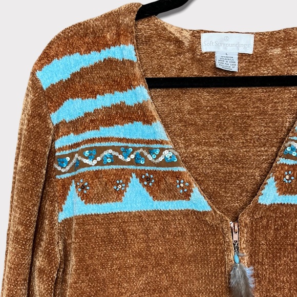Soft Surroundings Brown and Blue Sweater - Picture 4 of 6